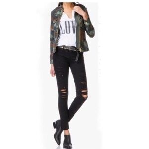 Frame Le Skinny Jeanne Distressed Black Jeans